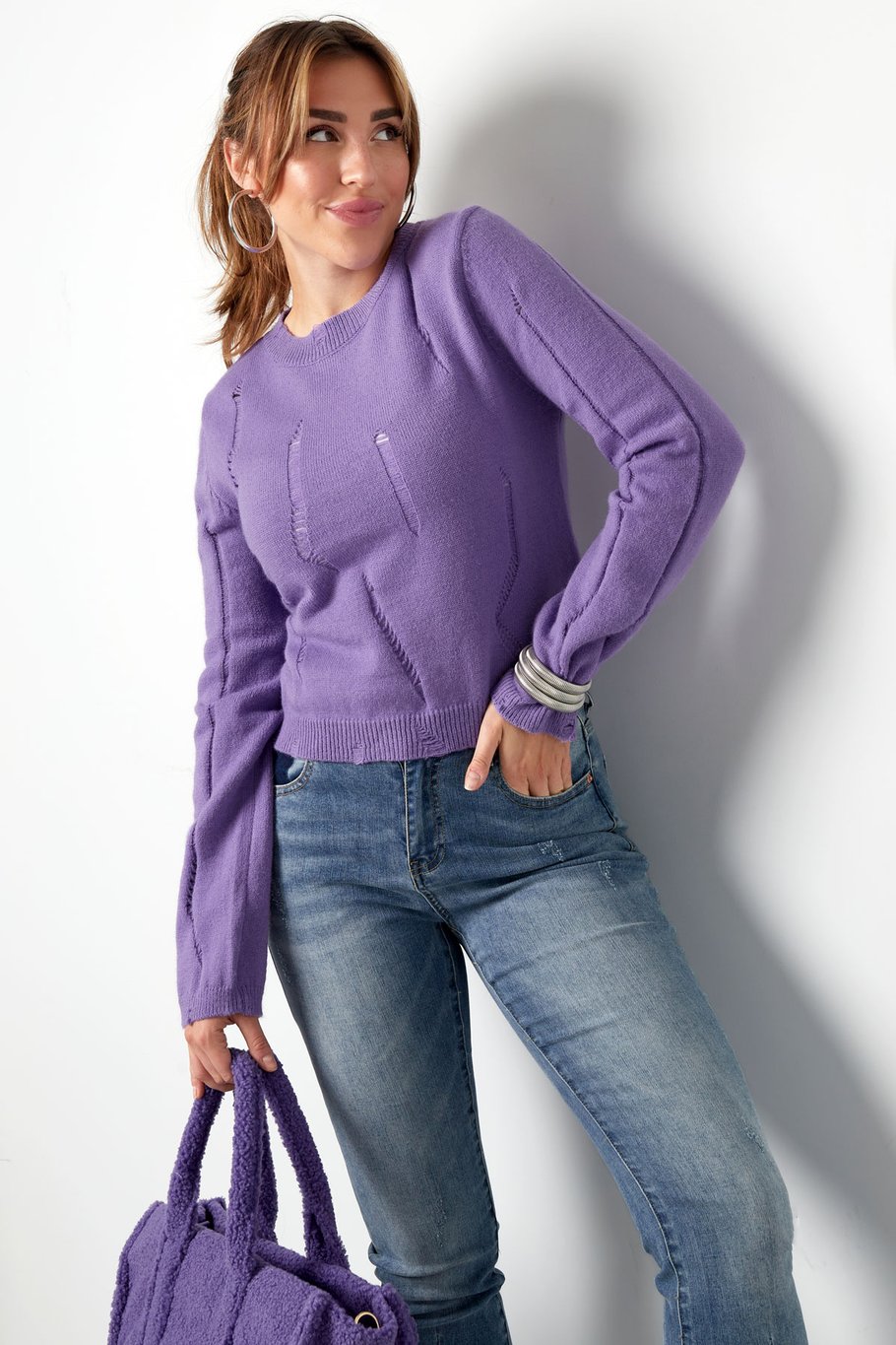 Gestrickter Pullover mit Tränen – schwarz Bild12